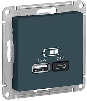 Розетка USB тип A+С без рамки Systeme Electric AtlasDesign 2-м. 2400мА изумруд картинка